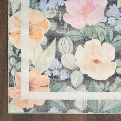Nourison Home Botanical Washables  Charcoal Multicolor  Contemporary