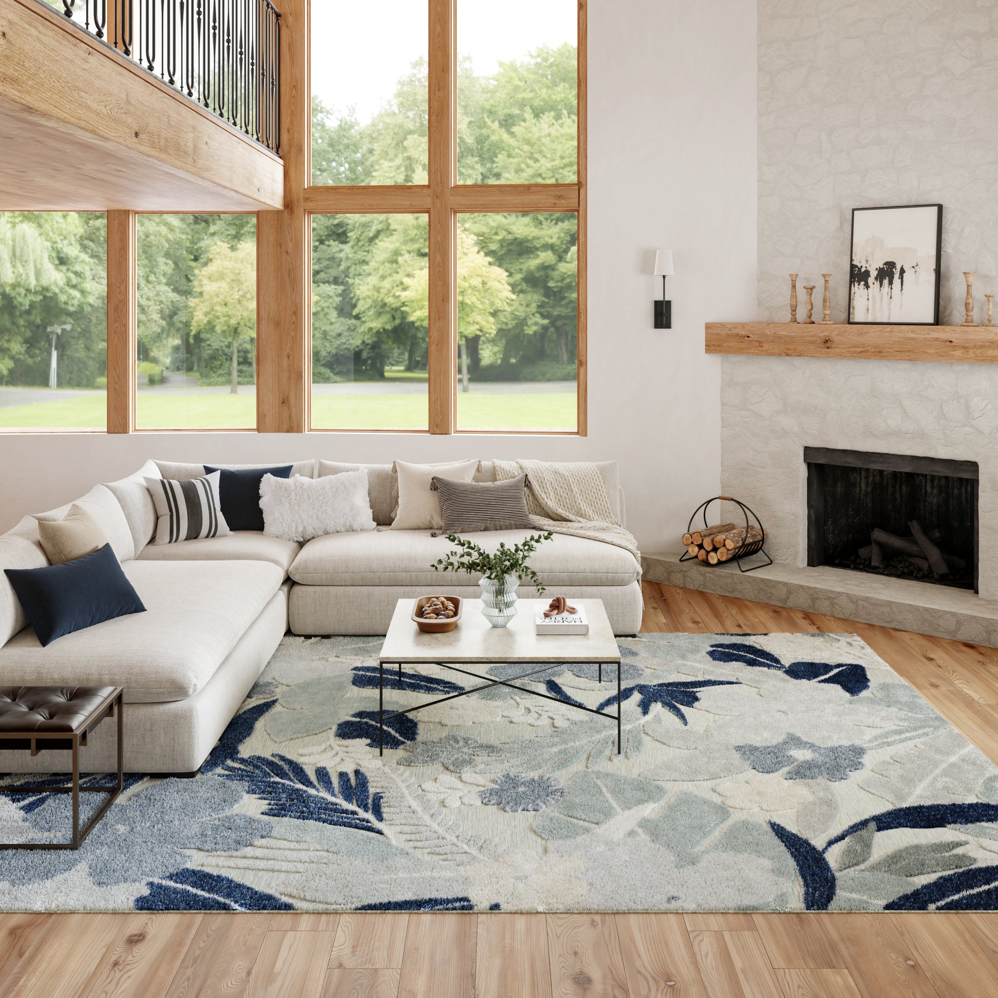 Nourison Home Suncoast  Grey Navy  Contemporary