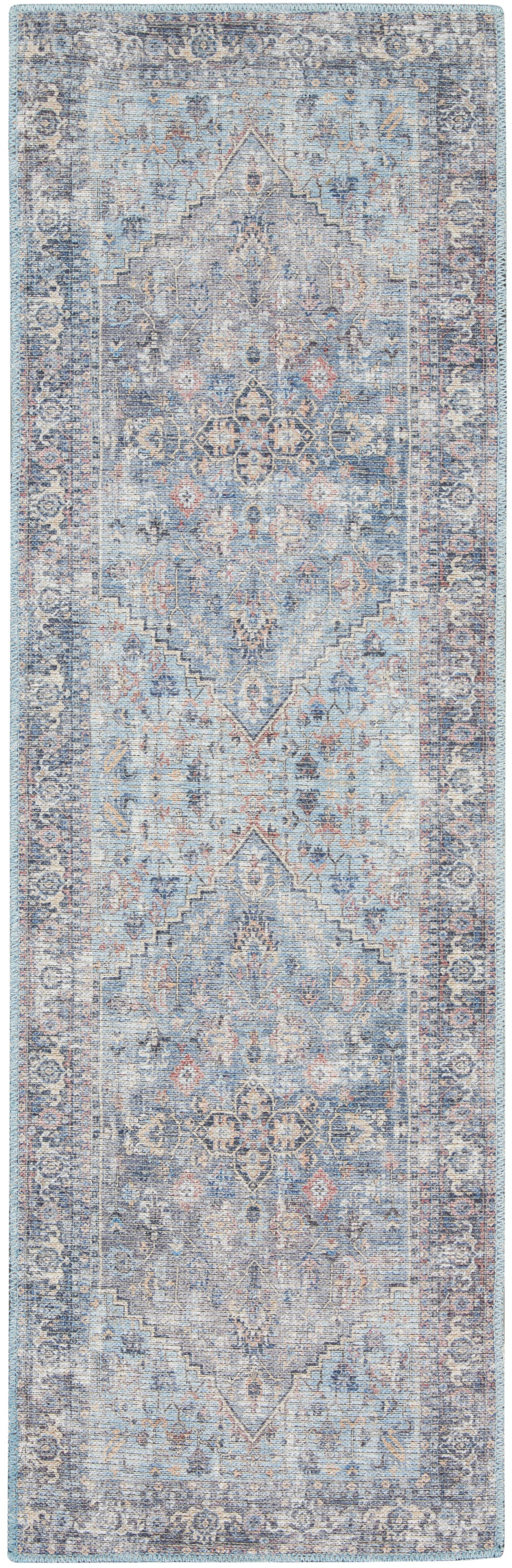 Nourison Home New Concept Washables SR104 Light Grey Blue Traditional Machine Woven Rug