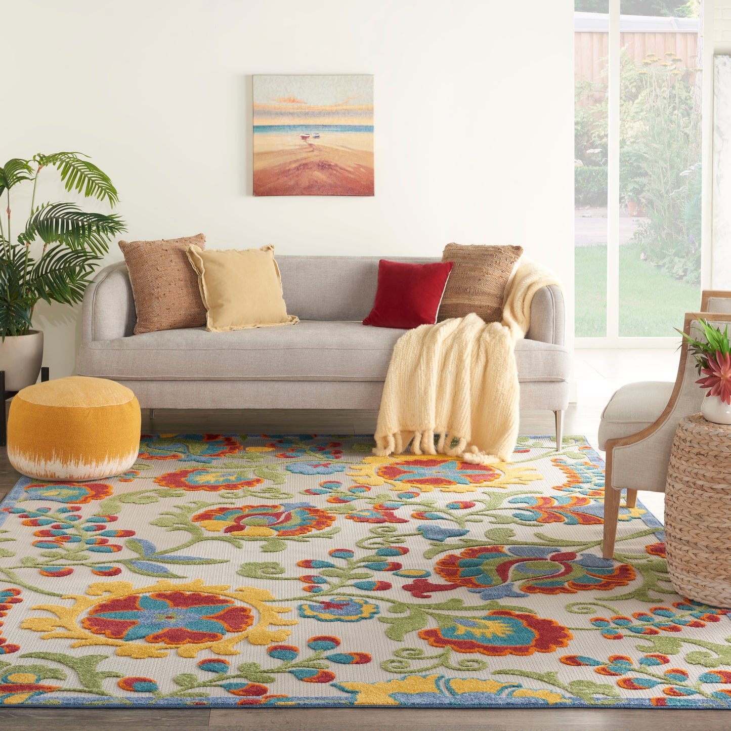 Nourison Home Aloha  Ivory Multicolor  Contemporary