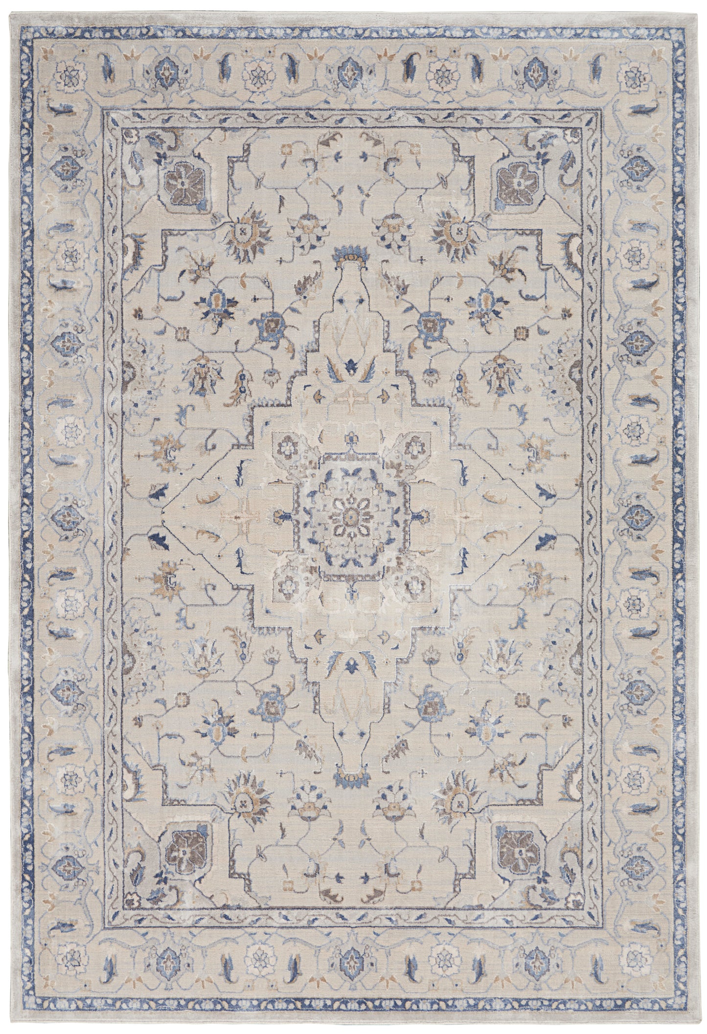 Nourison Home Silky Textures SLY08 Ivory Grey Traditional Power-loomed Rug