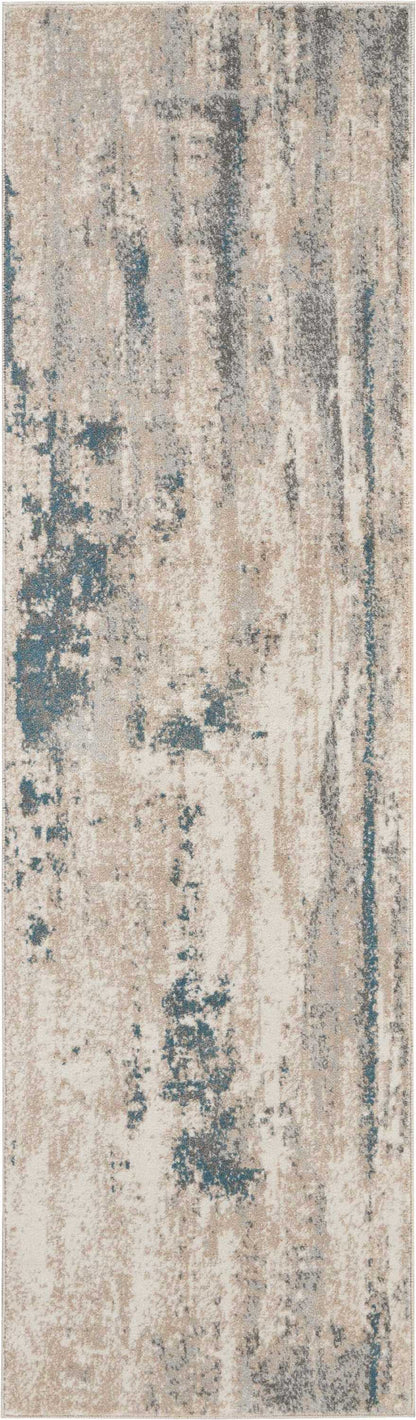 Nourison Home Maxell MAE17 Ivory Teal Contemporary Power-loomed Rugs