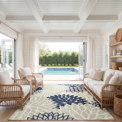 Nourison Home Aloha  Ivory Navy  Contemporary