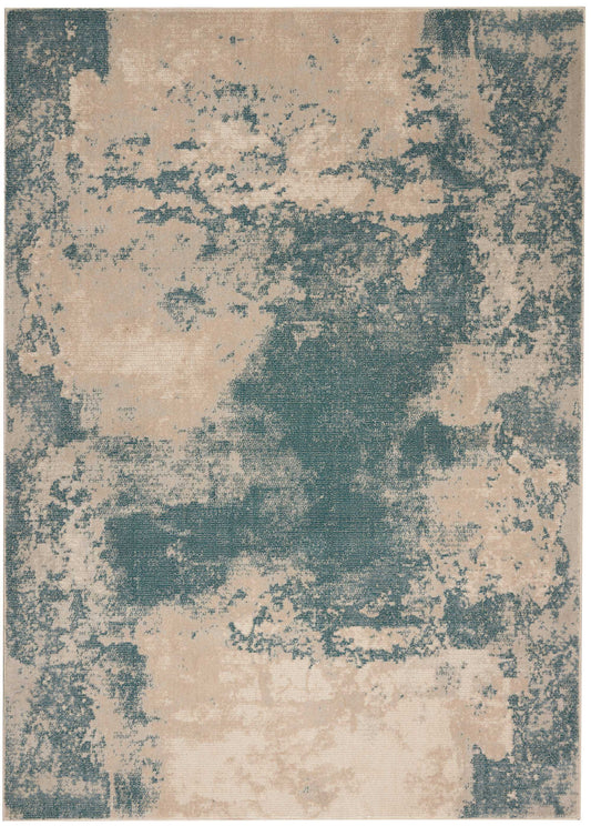 Nourison Home Maxell  Ivory Teal  Contemporary