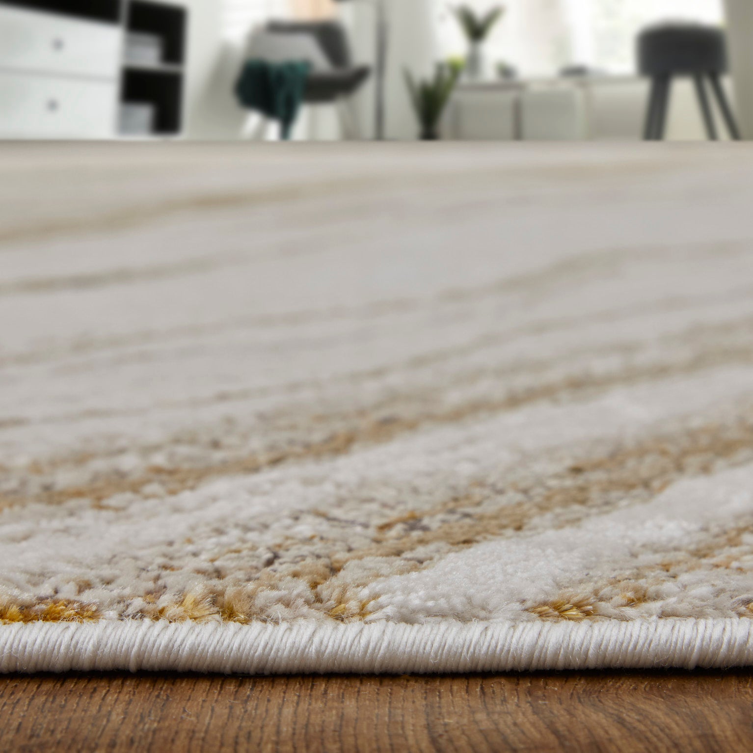 Feizy Aura 39LLF Ivory Gold Modern/Industrial/Casual Machine Woven Rug - Rugs - Feizy - Atlanta Designer Rugs