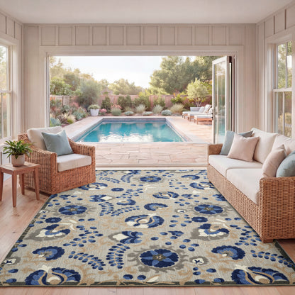 Nourison Home Aloha  Natural Blue  Contemporary