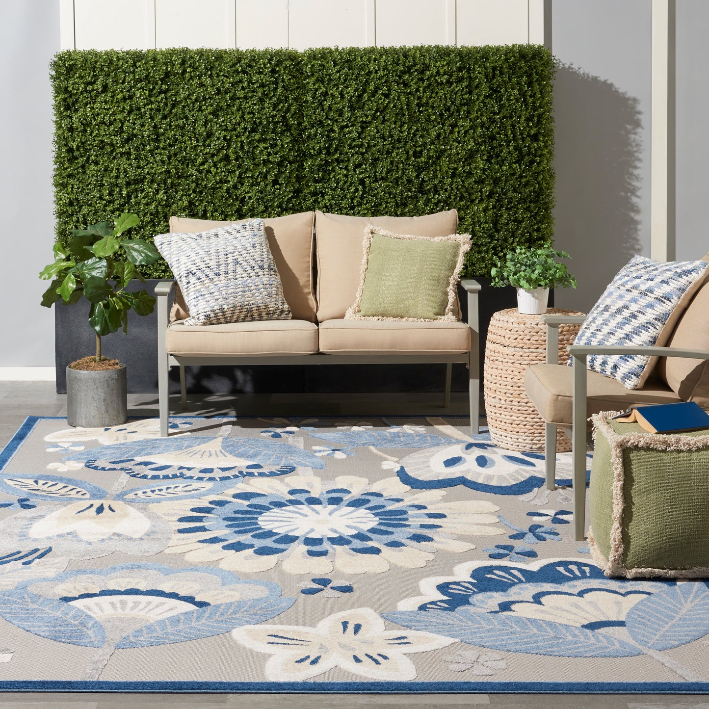 Nourison Home Aloha  Blue Grey  Contemporary