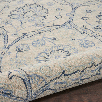 Nourison Home Jazmine  Ivory Blue  Traditional