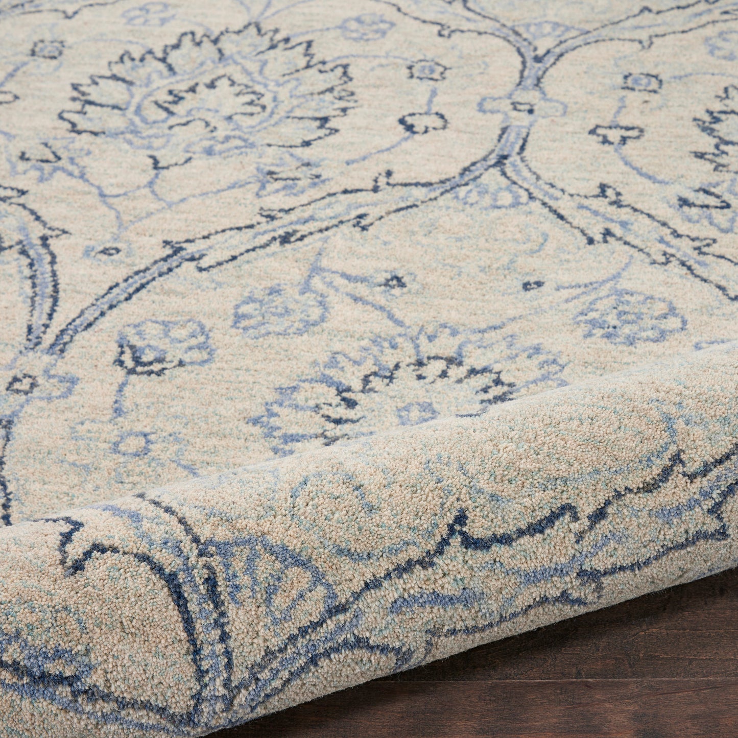 Nourison Home Jazmine  Ivory Blue  Traditional