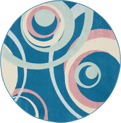 Nourison Home Grafix GRF21 Blue Multicolor Contemporary Power-loomed Rug