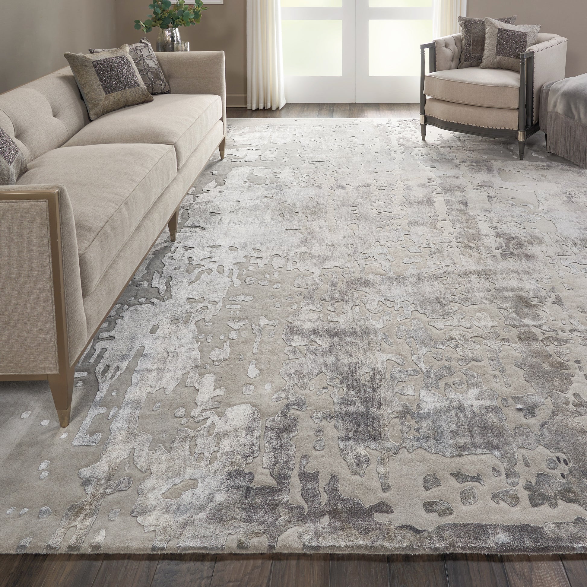 Nourison Home Prismatic  Silver Grey  Contemporary