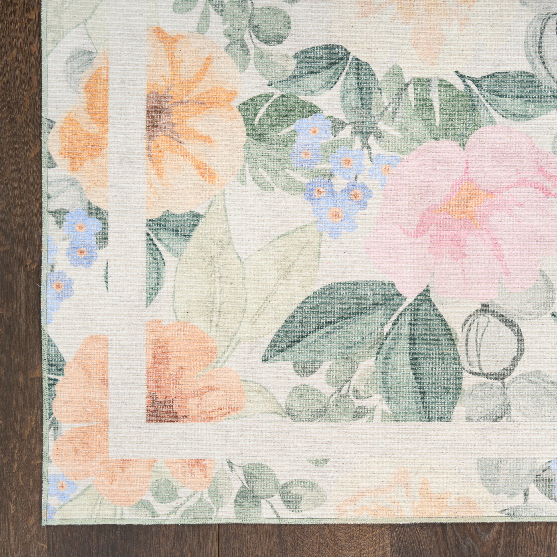 Nourison Home Botanical Washables  Ivory Multicolor  Contemporary