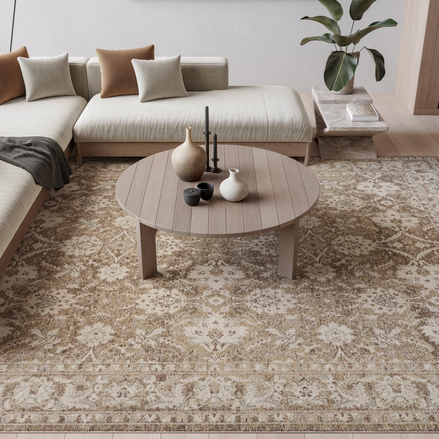 Nourison Home Soft Mist  Mocha Ivory  Traditional