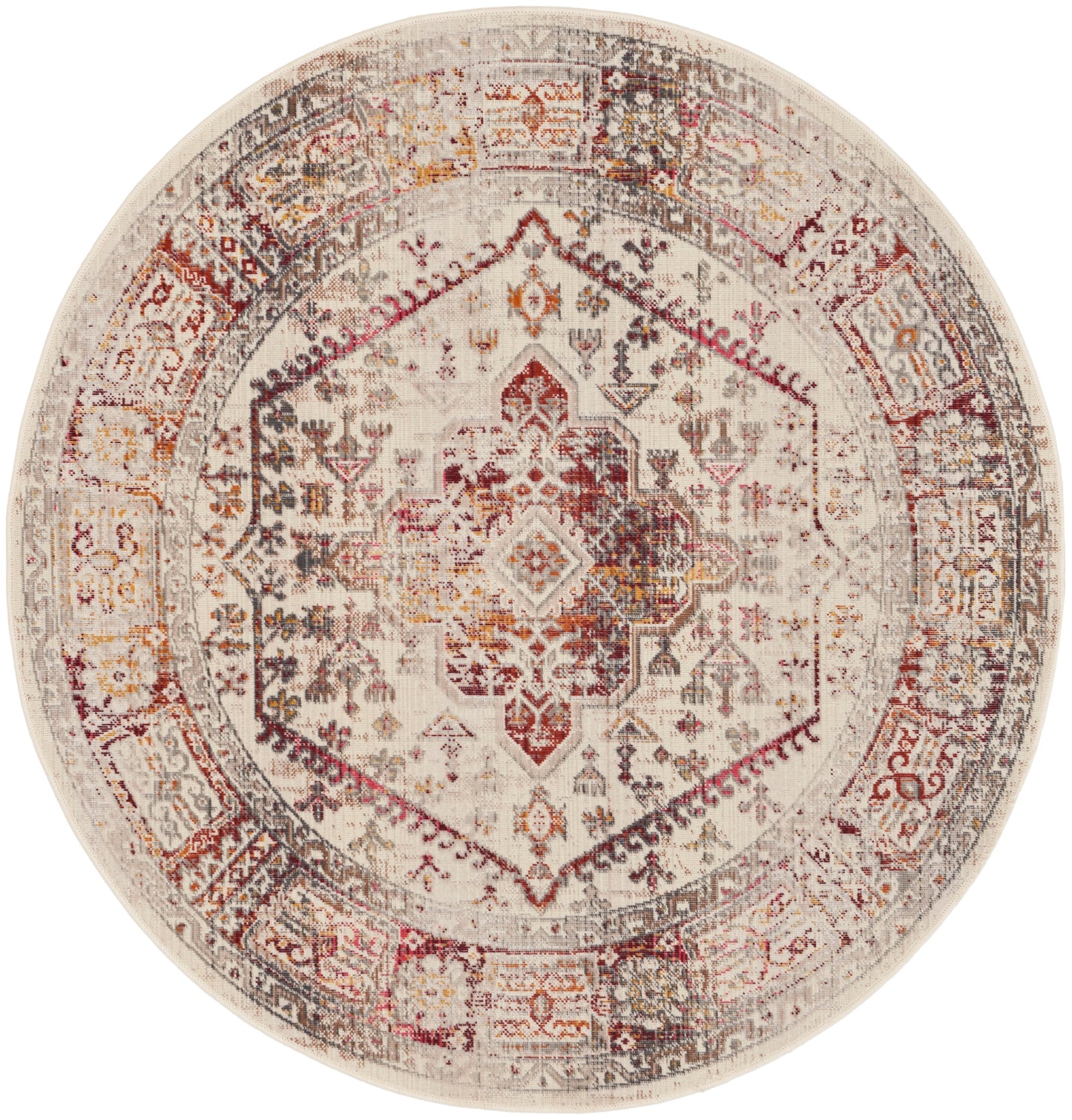 Nourison Home Vintage Kashan VKA08 Ivory Red Traditional Power-loomed Rug