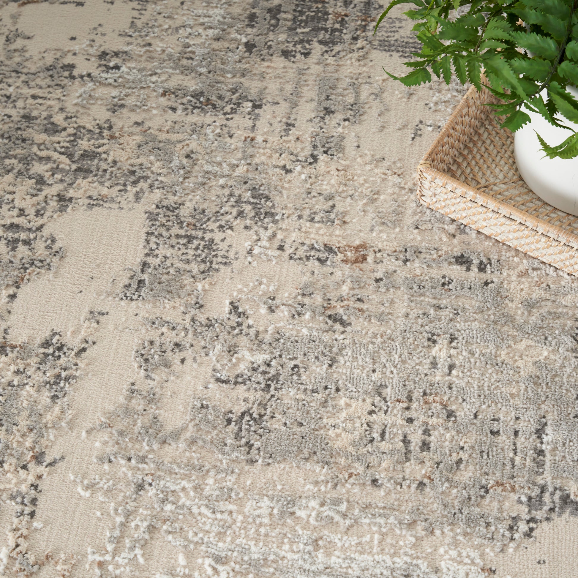 Nourison Home Sustainable Trends  Beige Grey  Contemporary