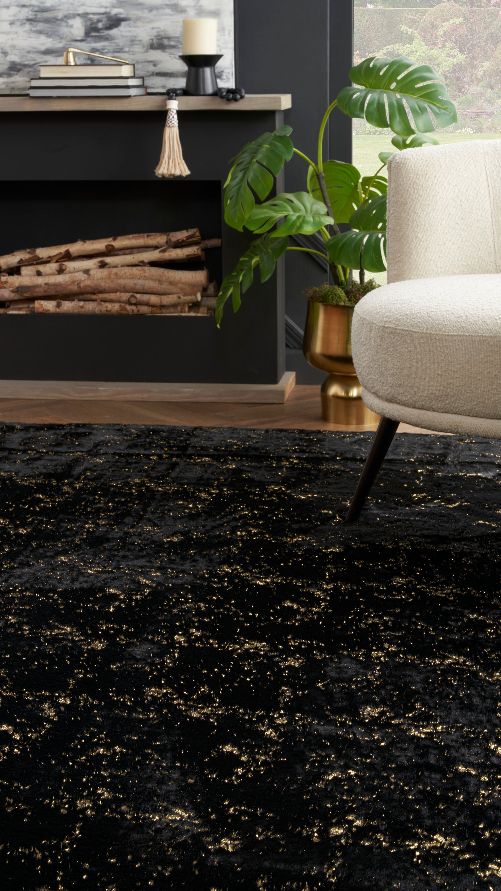 Nourison Home Cozy Shimmer  Black Gold  Contemporary