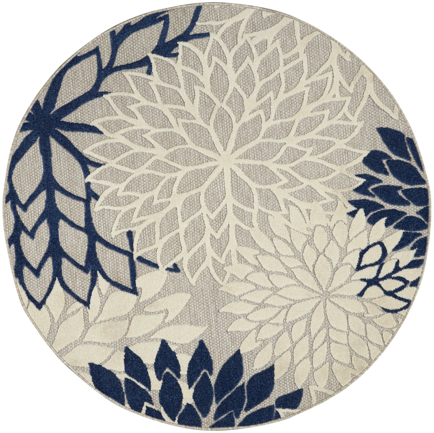 Nourison Home Aloha ALH05 Ivory Navy Contemporary Power-loomed Rugs