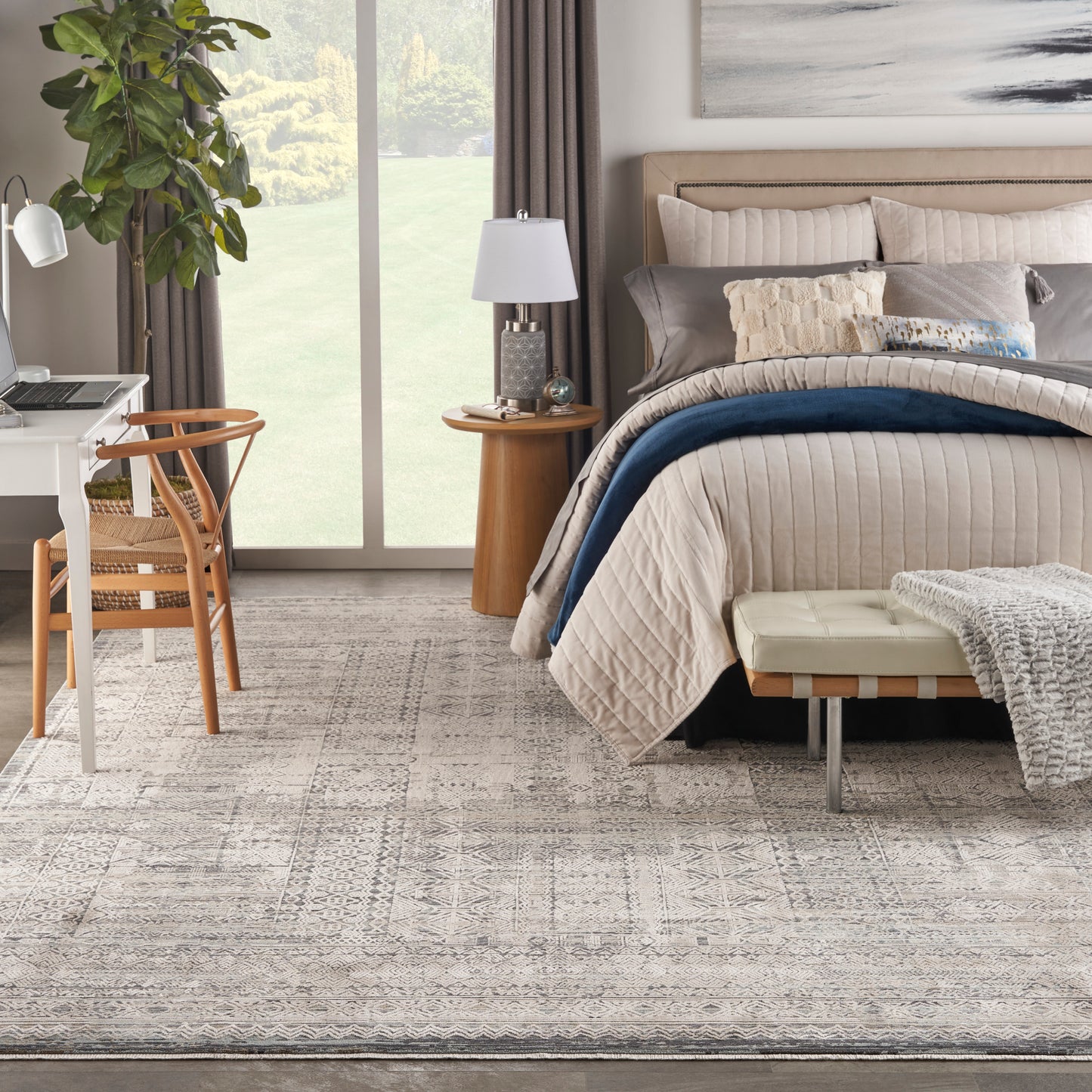 Nourison Home Lynx  Ivory Blue  Transitional