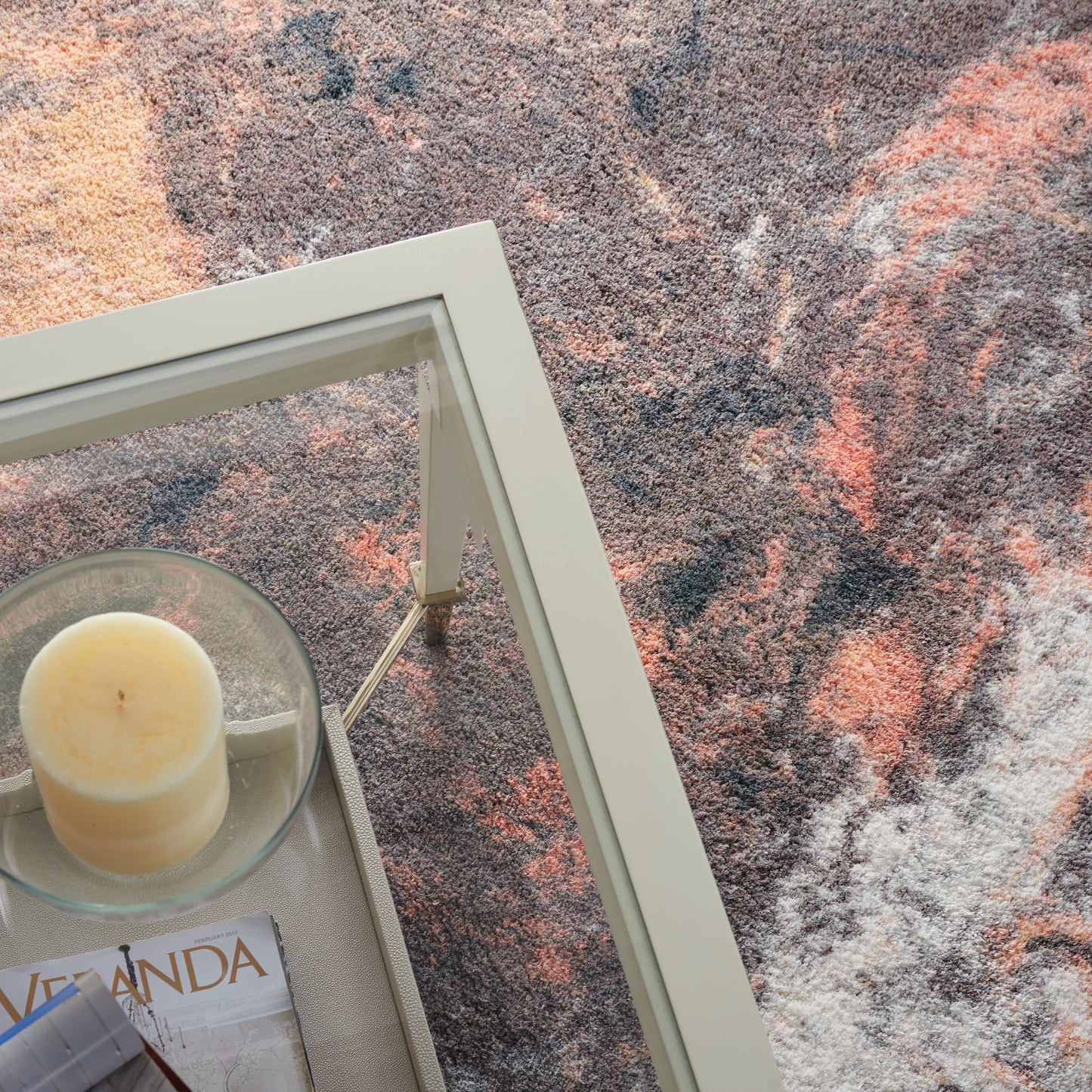 Nourison Home Corsica Shag  Blue Multicolor  Contemporary