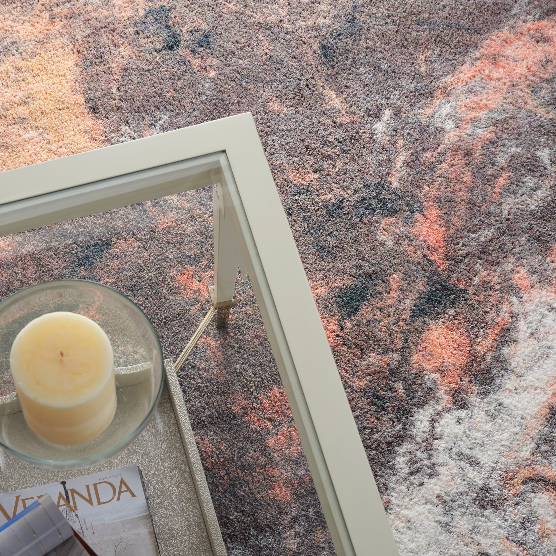 Nourison Home Corsica Shag  Blue Multicolor  Contemporary