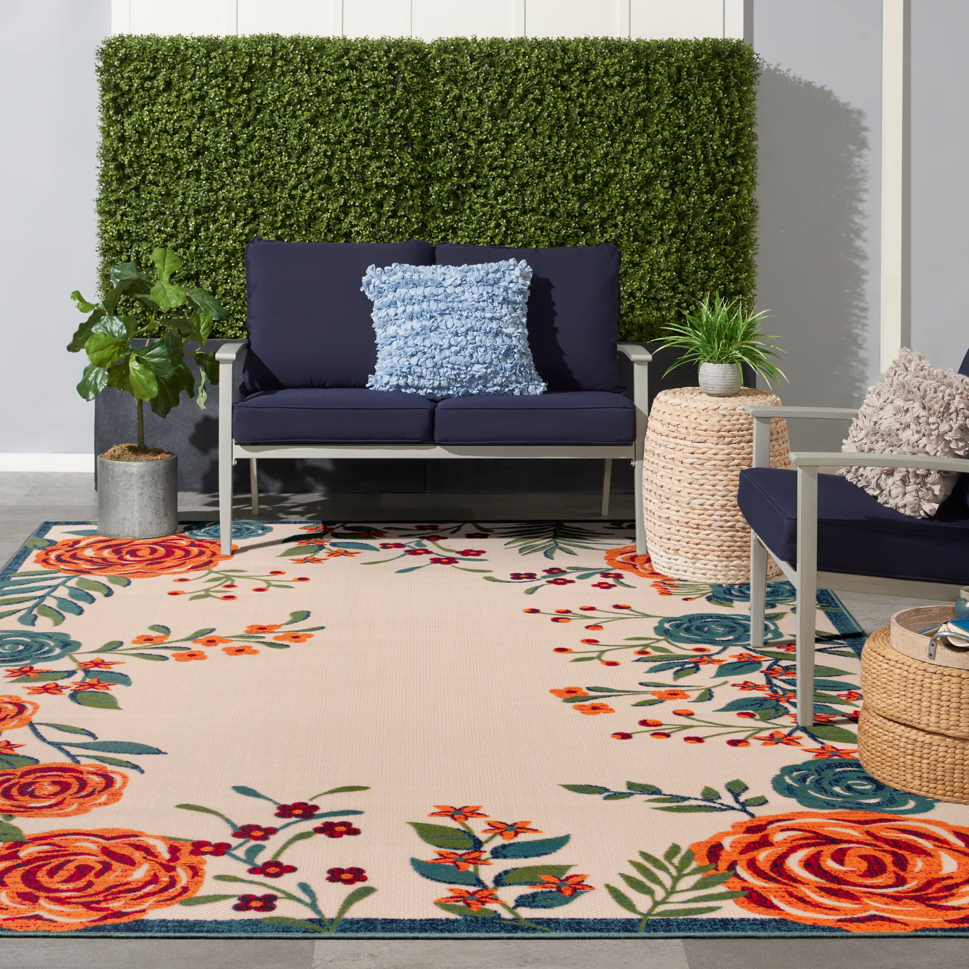 Nourison Home Aloha  Ivory Multicolor  Contemporary