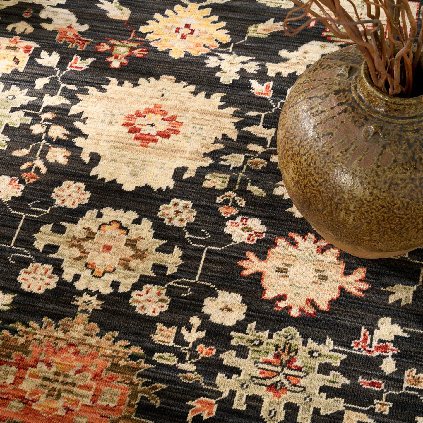 Nourison Home Antique Bloom  Black  Traditional