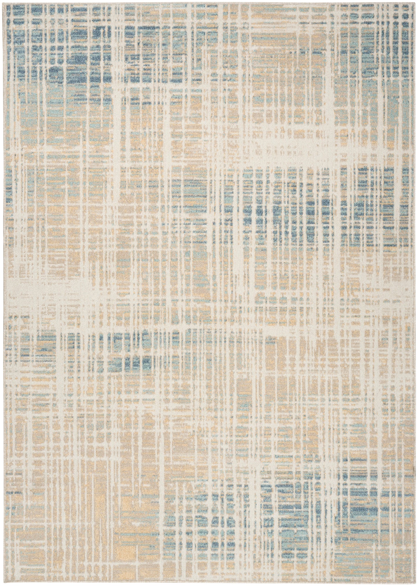 Nourison Home Washable Decor WSD07 Beige Blue Contemporary Loom-woven Rug