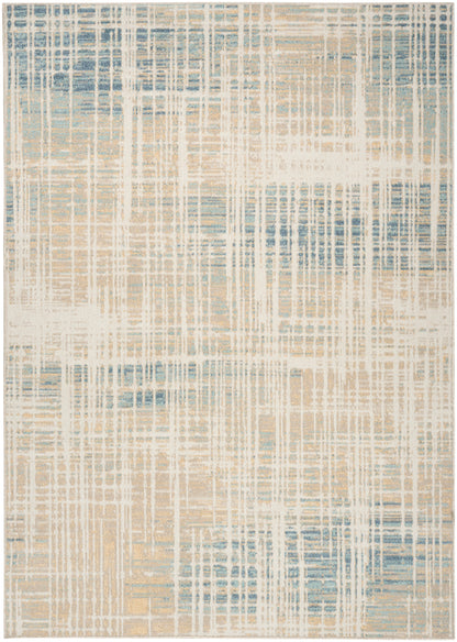 Nourison Home Washable Decor WSD07 Beige Blue Contemporary Loom-woven Rug