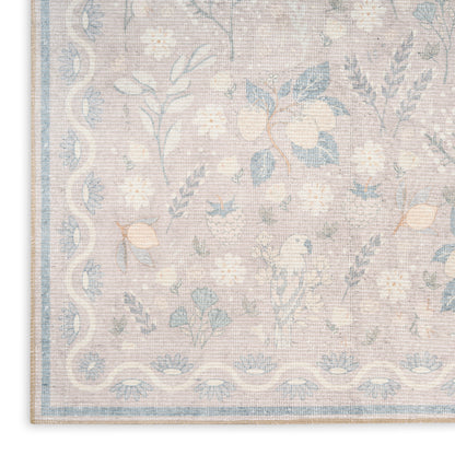 Nourison Home Botanical Washables  Grey Multicolor  Contemporary
