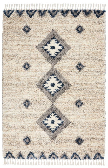Nourison Home Oslo Shag OSL03 Ivory Blue Contemporary Power-loomed Rug
