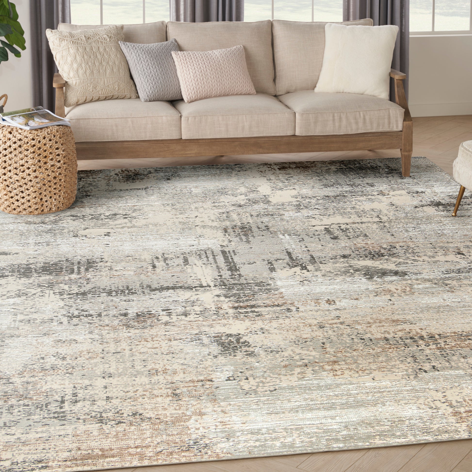 Nourison Home Sustainable Trends  Beige Grey  Contemporary
