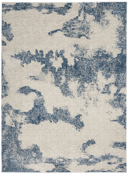 Nourison Home Etchings  Ivory Light Blue  Contemporary