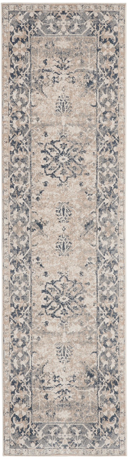 Nourison Home Malta MAI05 Ivory Blue Traditional Power-loomed Rug