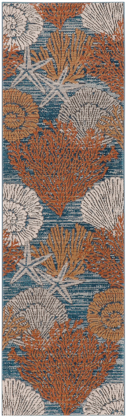 Nourison Home Seaside SDS04 Blue Multicolor Contemporary Power-loomed Rug