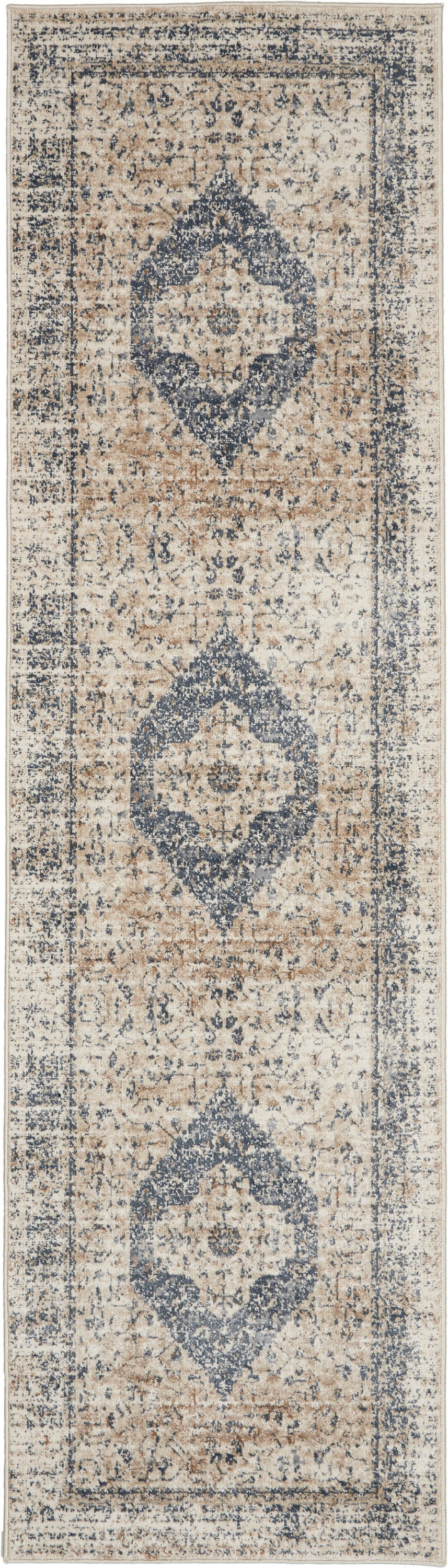 Nourison Home Malta MAI11 Ivory Blue Traditional Power-loomed Rug