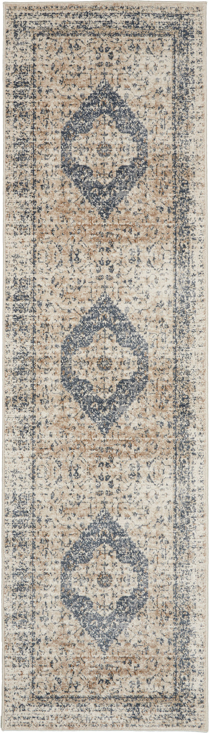 Nourison Home Malta MAI11 Ivory Blue Traditional Power-loomed Rug