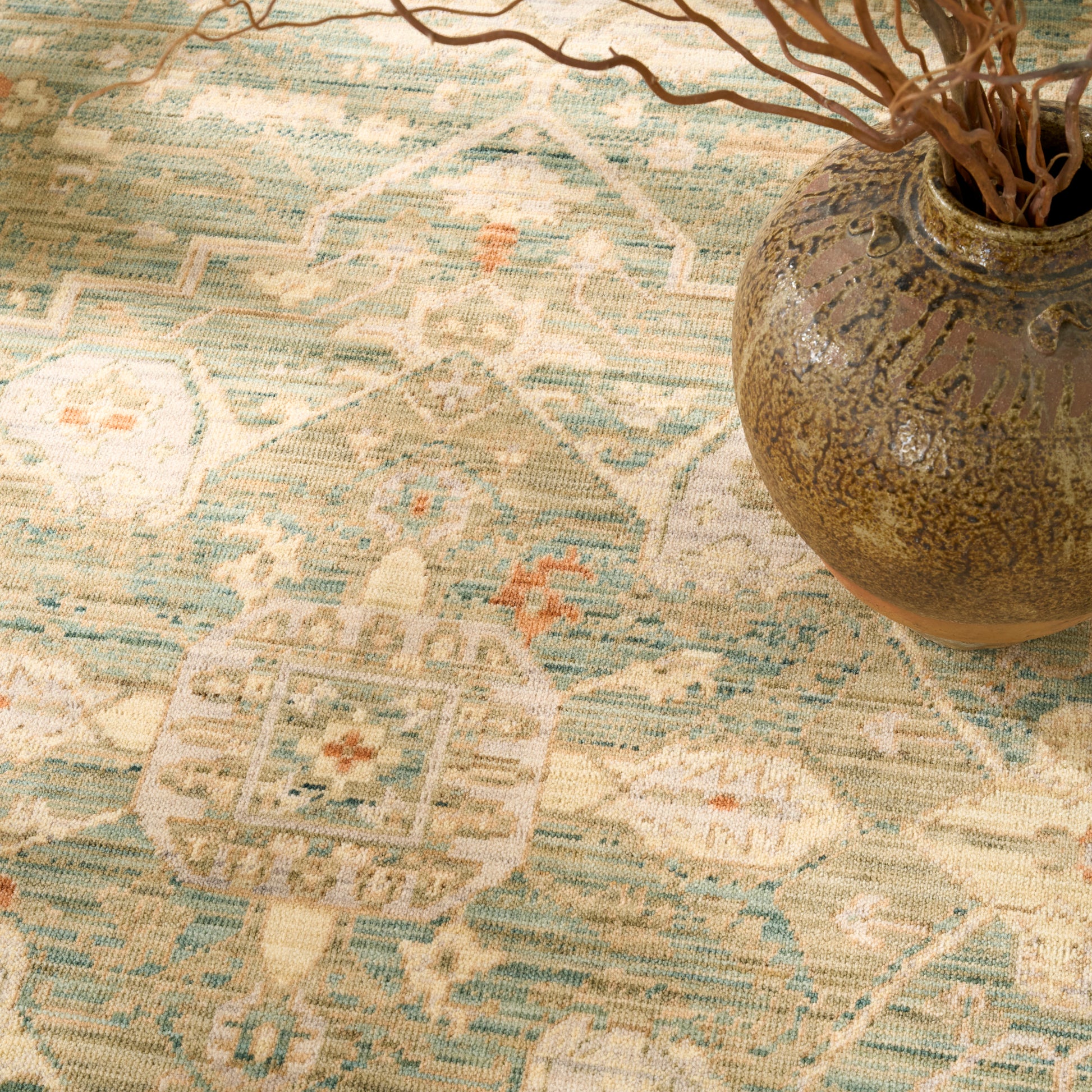 Nourison Home Antique Bloom  Teal  Traditional