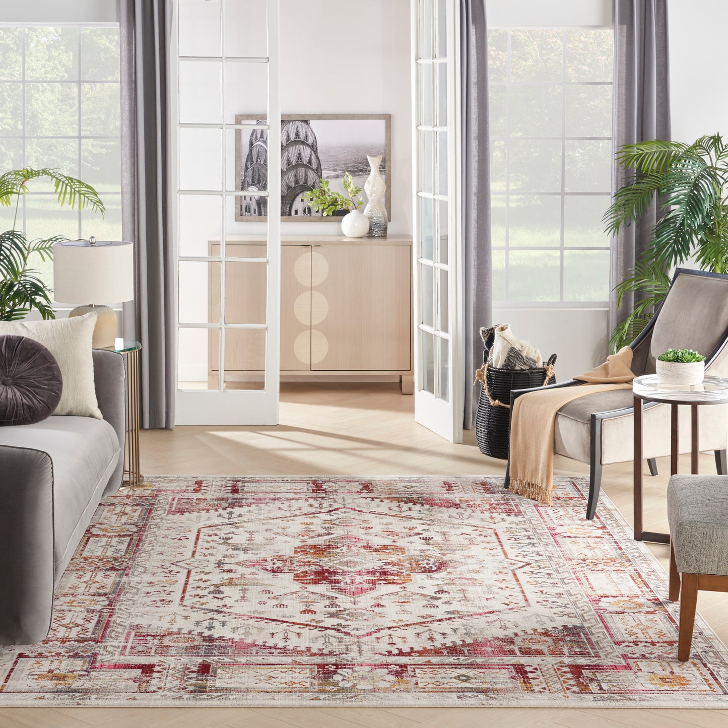 Nourison Home Vintage Kashan  Ivory Red  Traditional