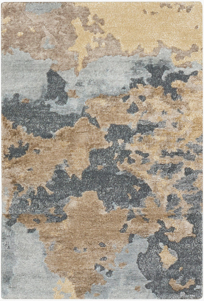 Nourison Home Silk Shadows SHA23 Beige Blue Contemporary Hand Knotted Rug