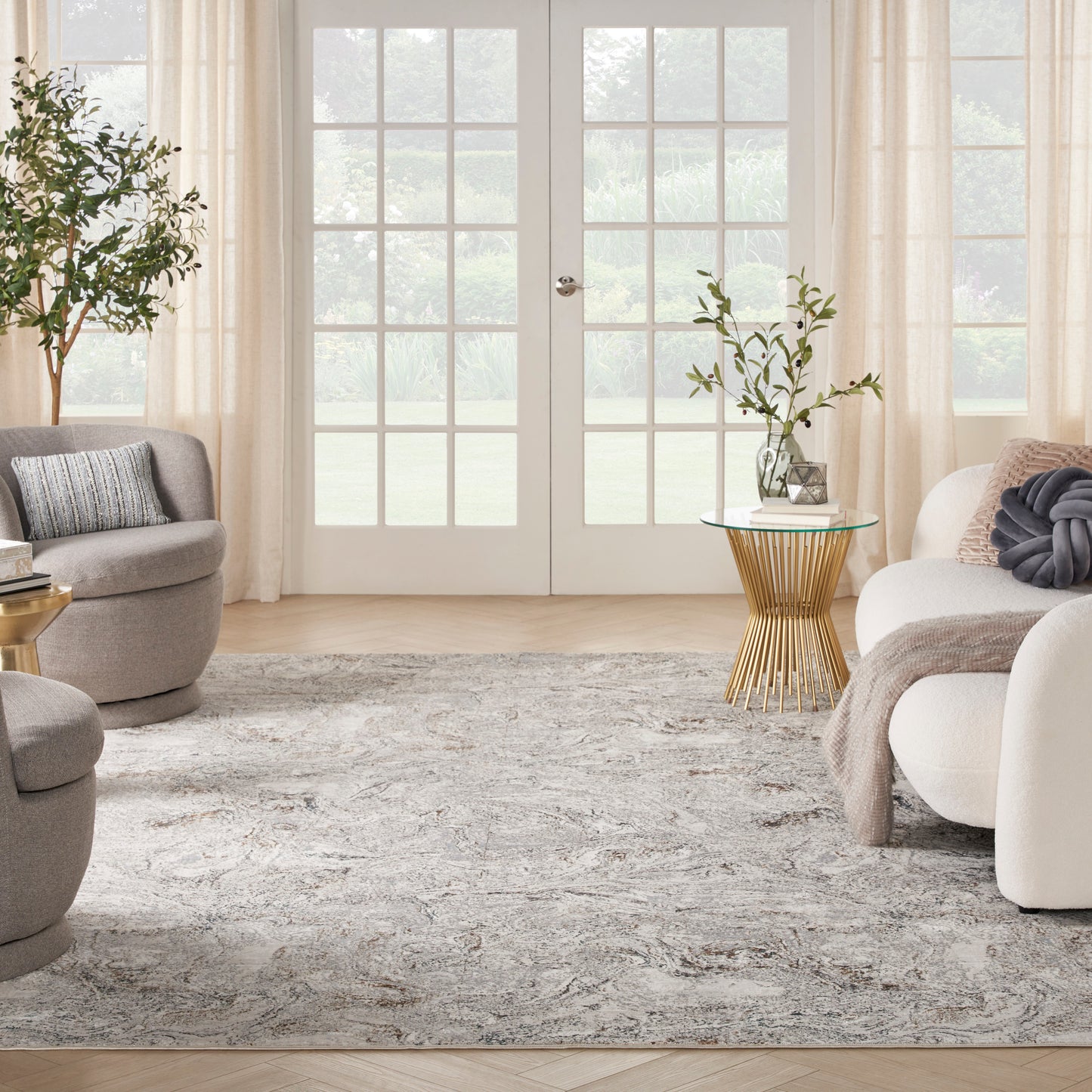 Nourison Home Glitz  Grey Multicolor  Contemporary