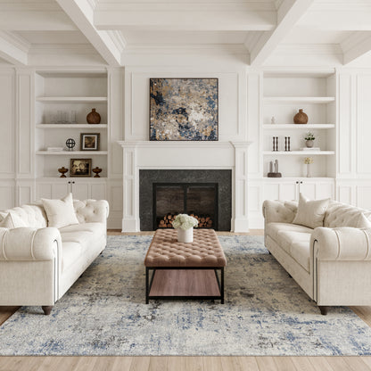 Nourison Home Rustic Textures  Ivory Grey Blue  Contemporary