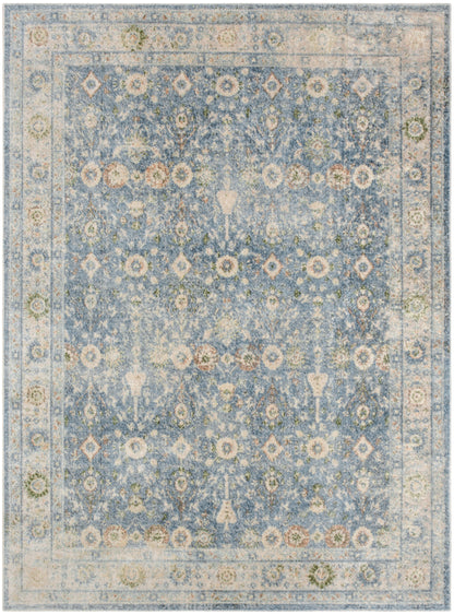 Nourison Home Astra Machine Washable ASW16 Teal Beige Traditional Power-loomed Rug