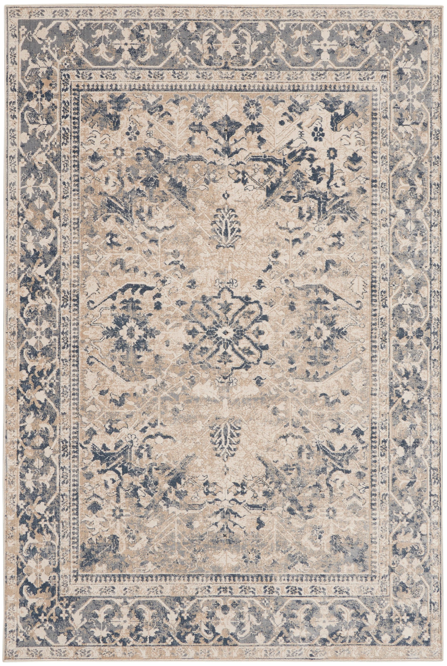 Nourison Home Malta MAI05 Ivory Blue Traditional Power-loomed Rug