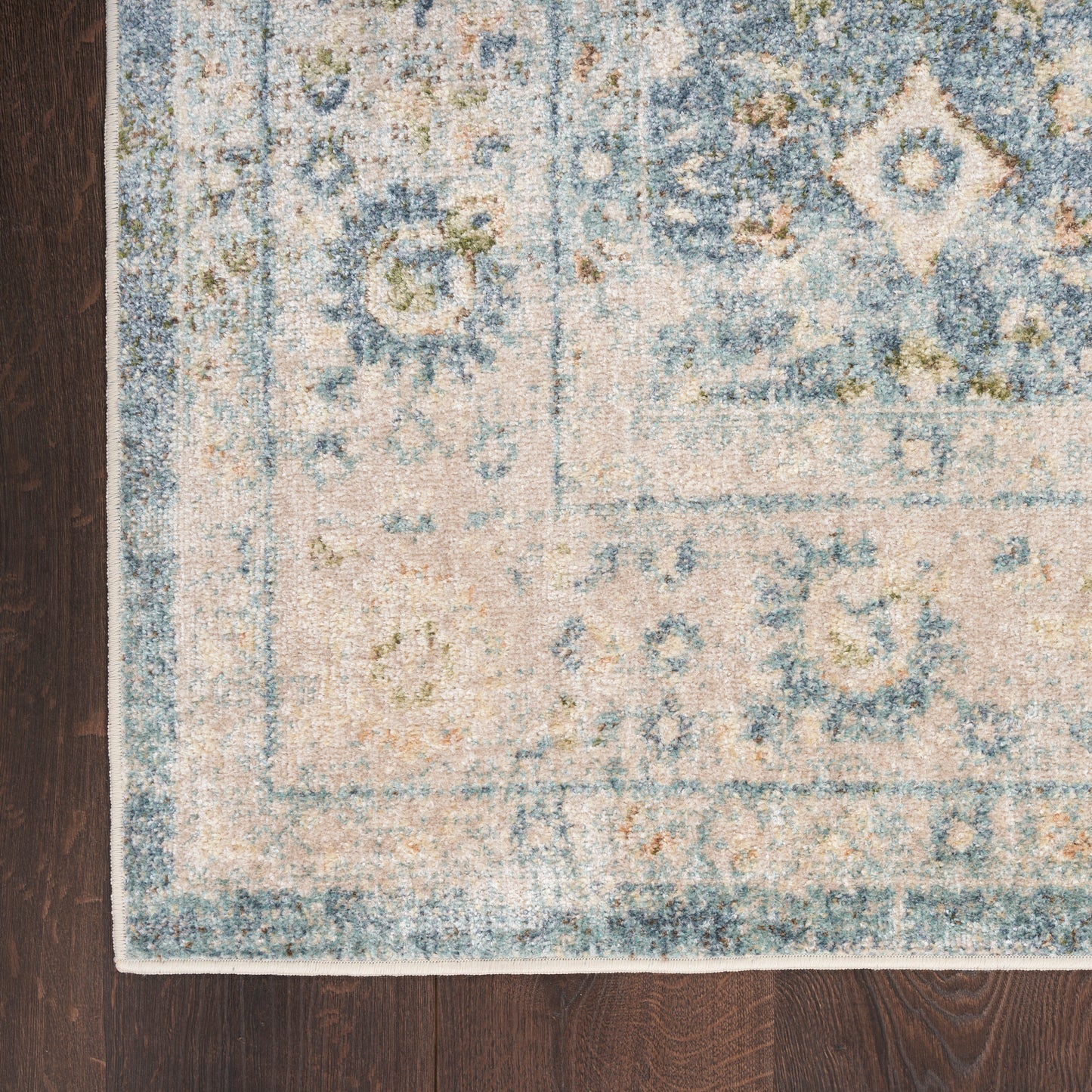 Nourison Home Astra Machine Washable  Teal Beige  Traditional