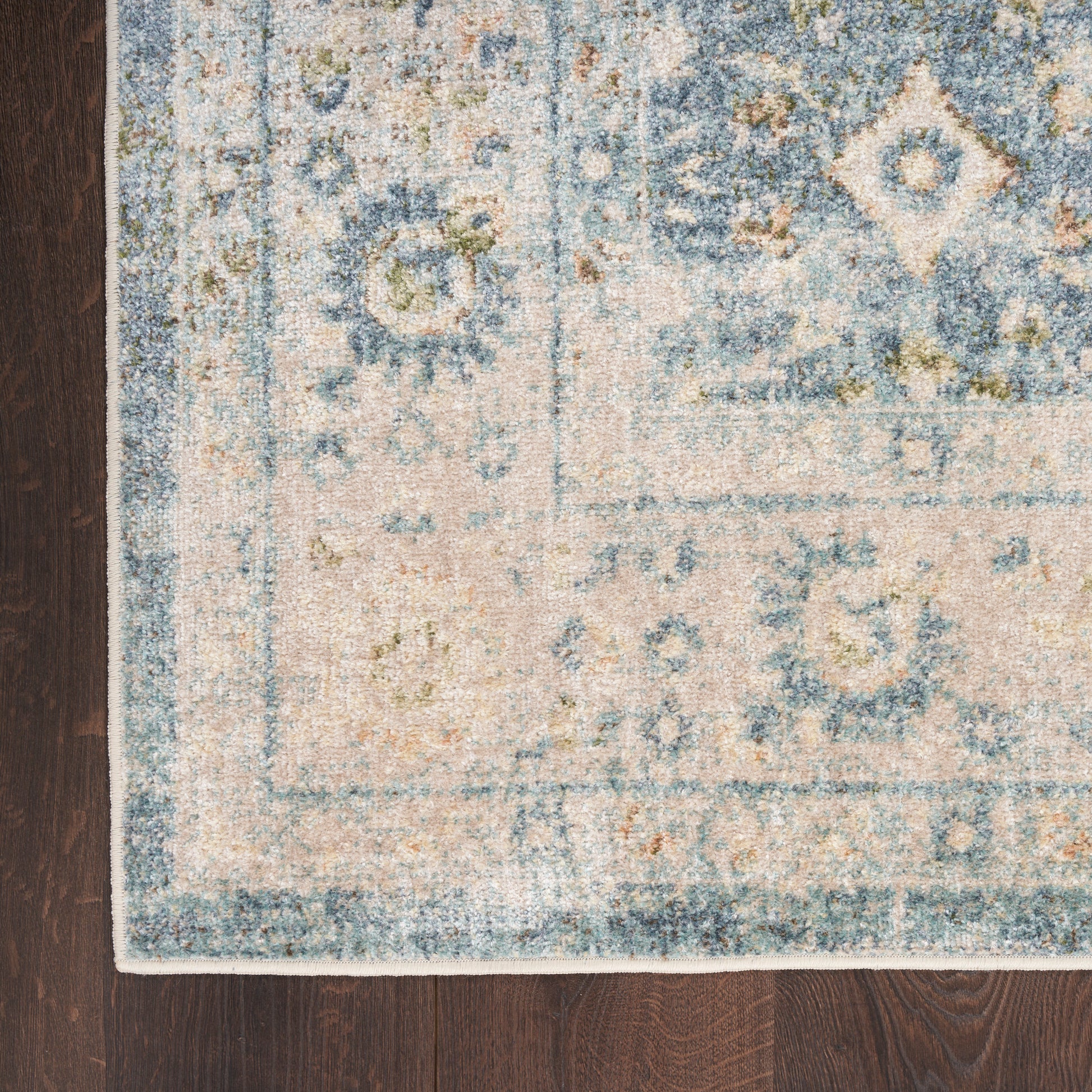 Nourison Home Astra Machine Washable  Teal Beige  Traditional