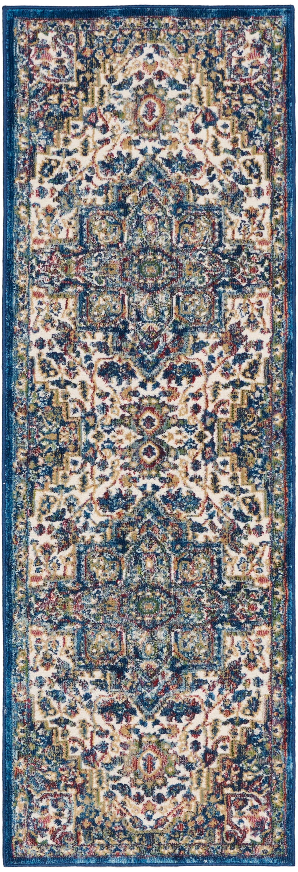 Nourison Home Ankara Global ANR15 Ivory Navy Transitional Power-loomed Rug