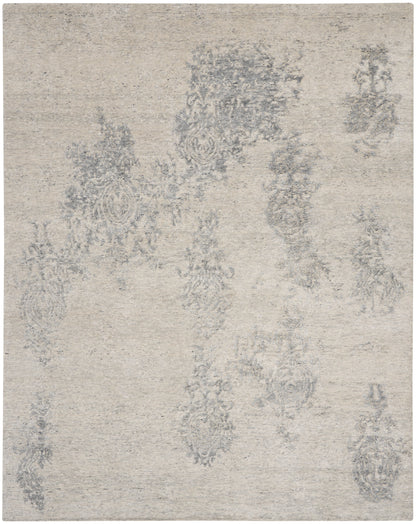 Nourison Home Silk Shadows SHA14 Ivory Silver Transitional Hand Knotted Rug