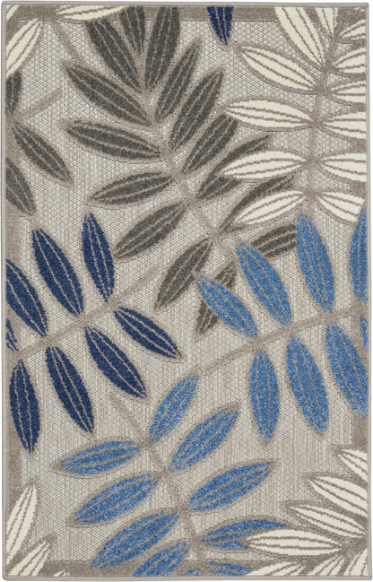 Nourison Home Aloha ALH18 Grey Blue Contemporary Power-loomed Rugs
