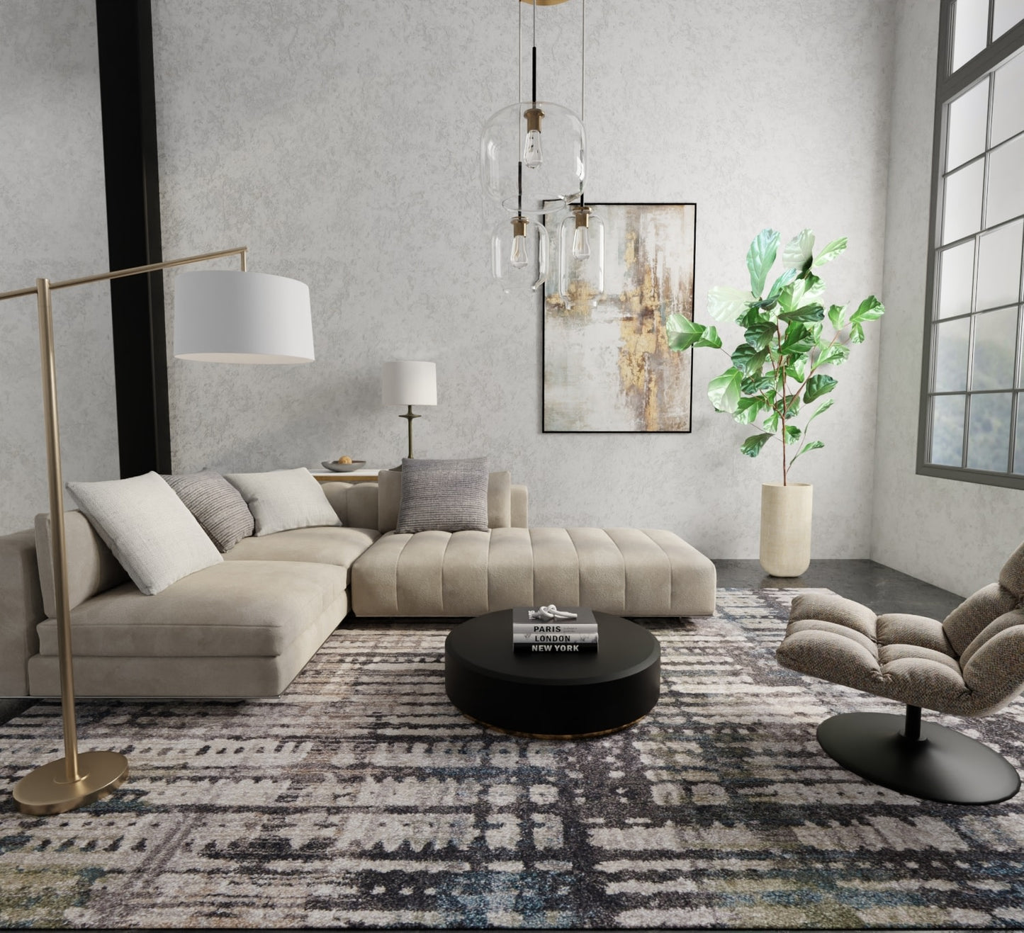 Feizy Skyview  Gray Beige Modern/Industrial/Rustic