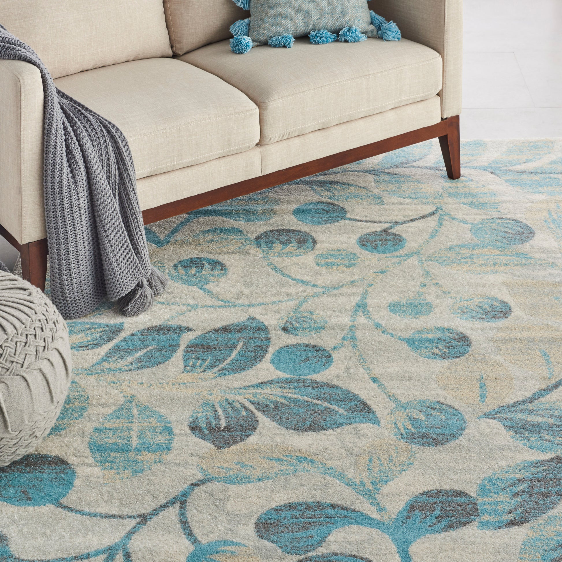 Nourison Home Tranquil  Ivory Turquoise  Contemporary